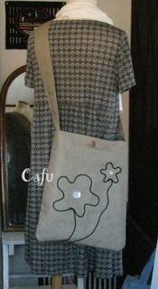福岡の雑貨屋Cafu（カフー）：黒いコード模様のショルダーバッグ