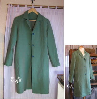 福岡の雑貨屋Cafu（カフー）；グリーンのスプリングコート